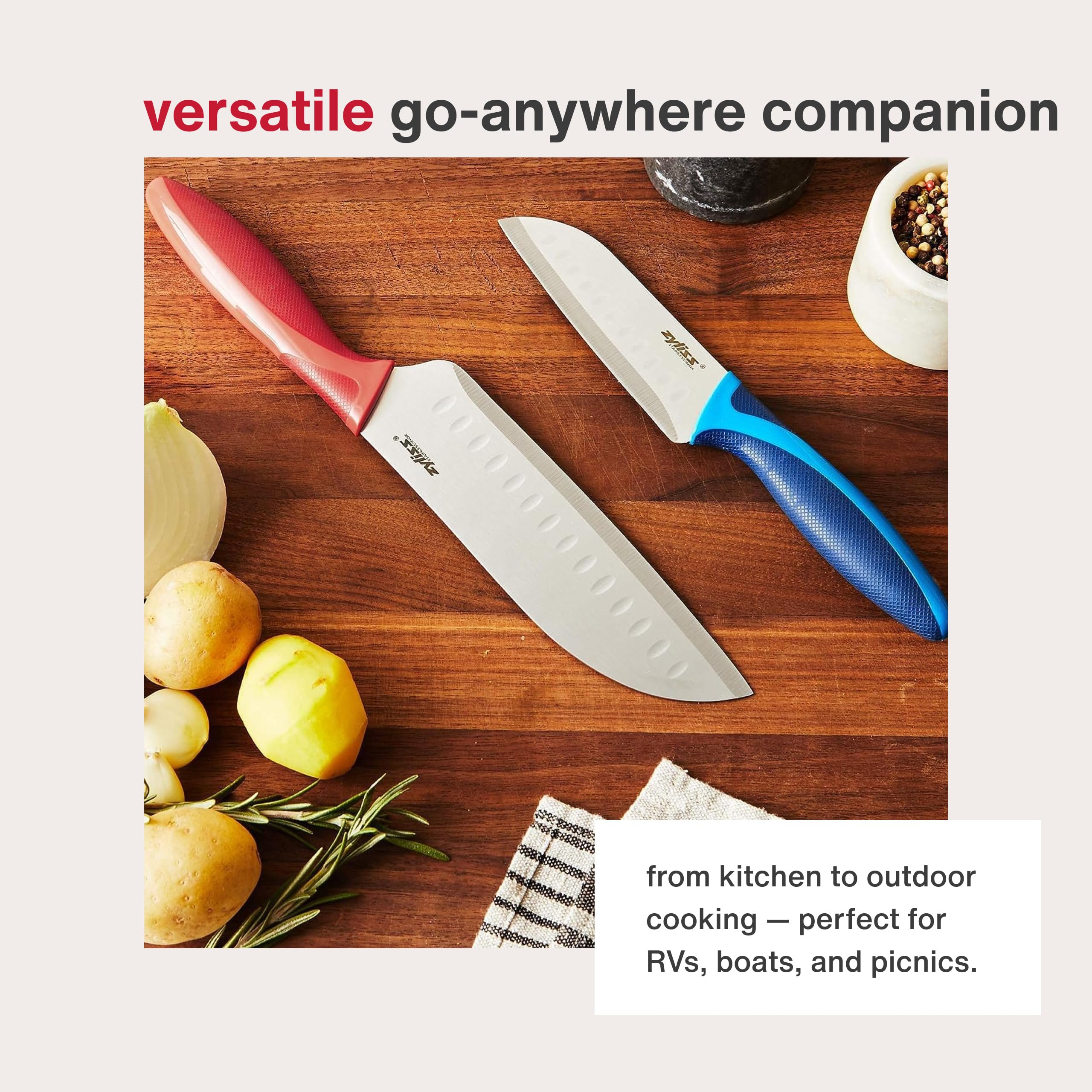 Zyliss ergonomic soft-grip handles reduce fatigue during prep
