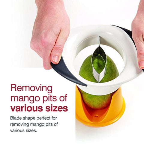 Micro-serrated blade on Zyliss mango slicer delivers clean cuts.