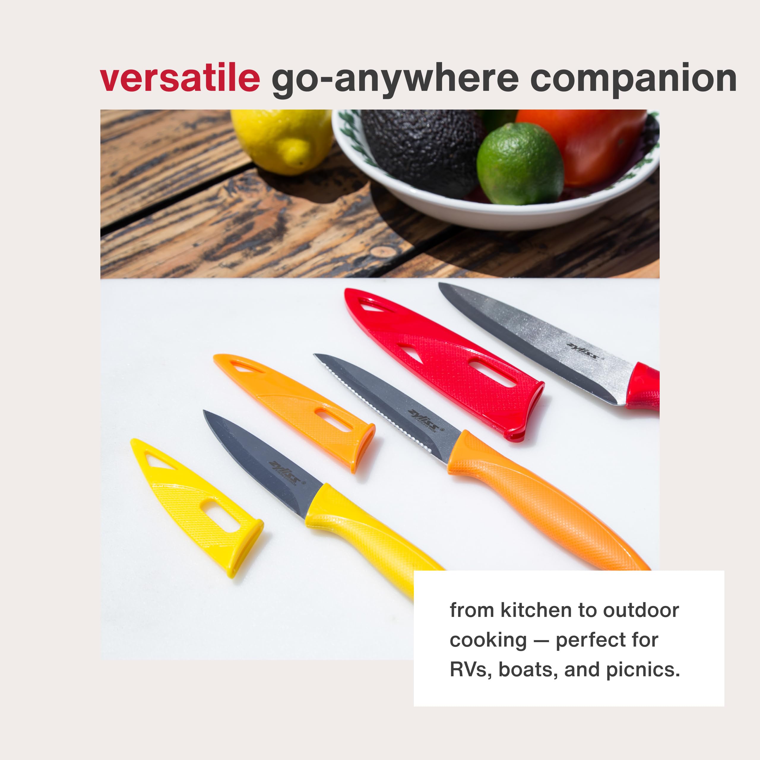 Zyliss paring and utility knives with sheaths for versatile tasks