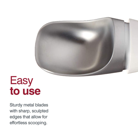 Zyliss Right Scoop ergonomic plastic handle with UV coating to prevent yellowing.