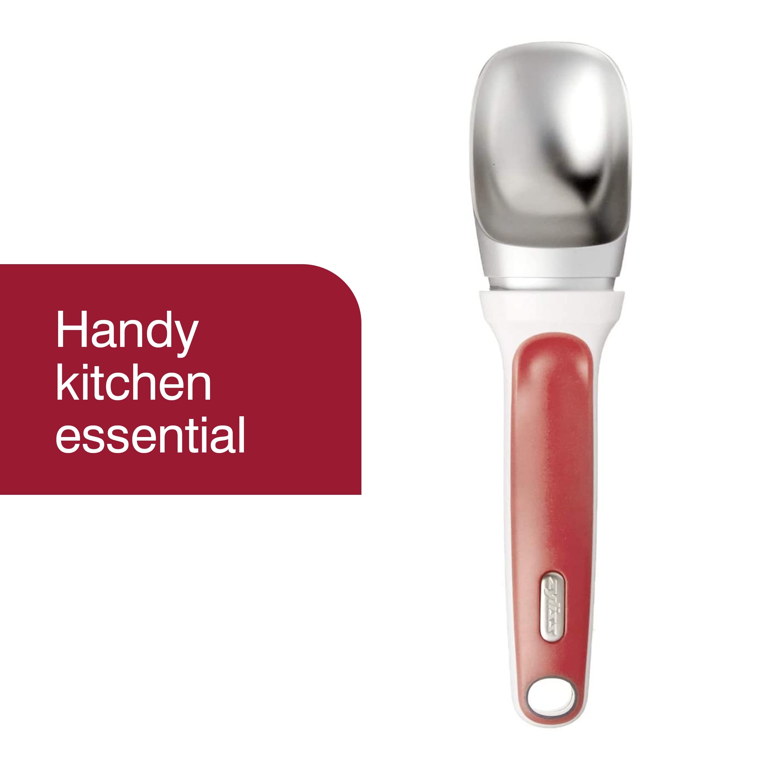 Zyliss Right Scoop in use with comfortable grip for both hands.