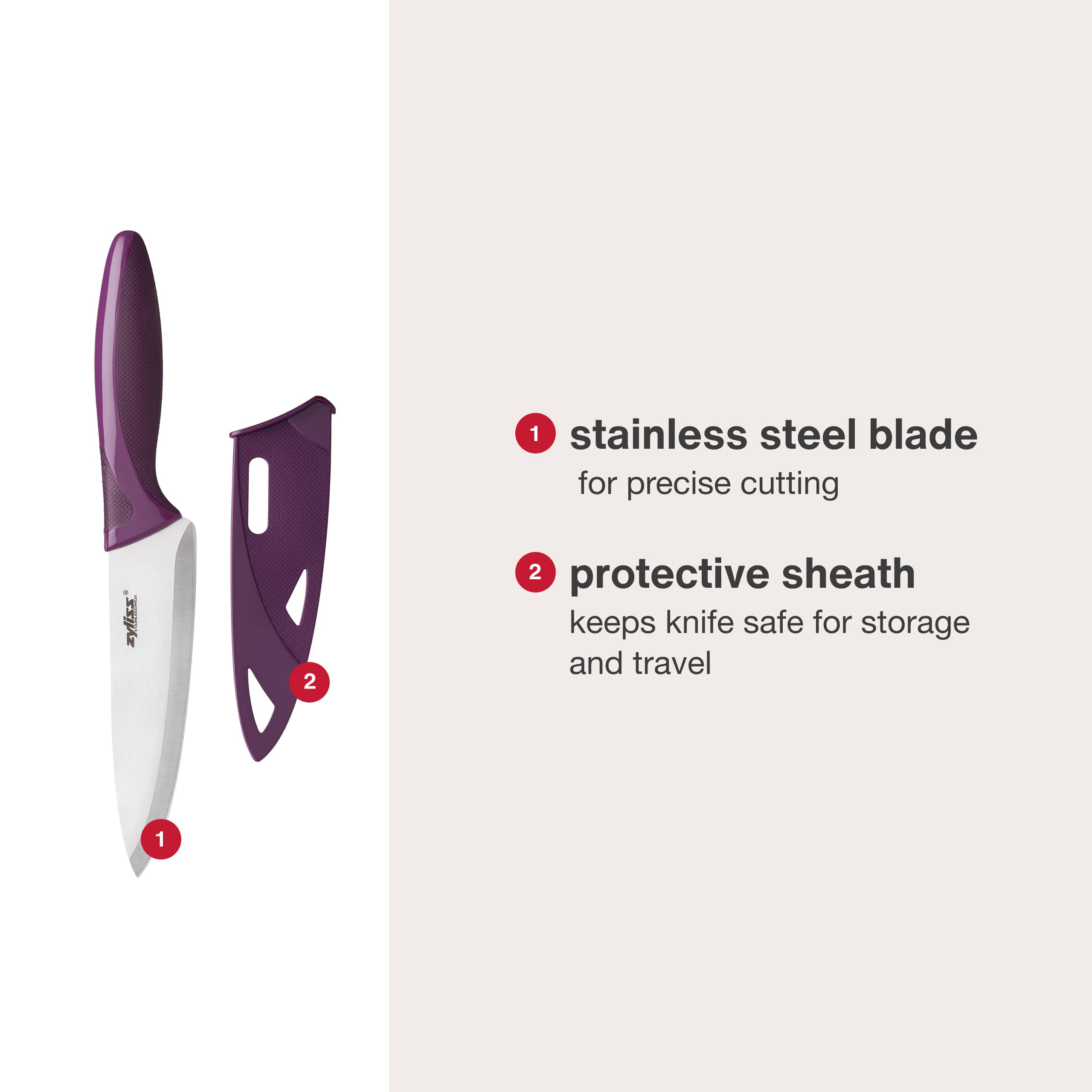 Durable high-carbon stainless steel blade maintains edge through frequent chopping.