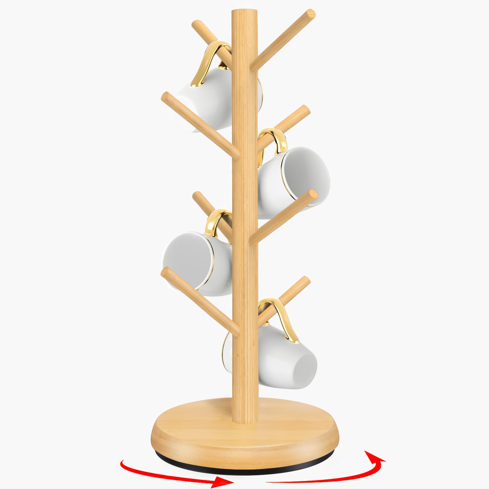 ZYZWTG mug holder tree with 360° rotation base enables easy mug access.