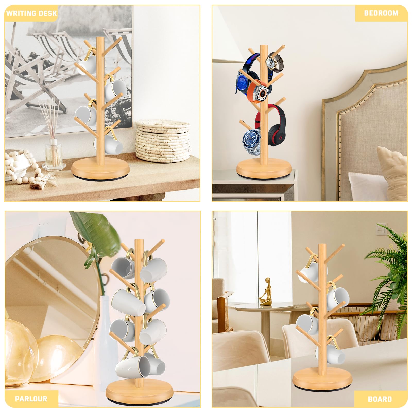ZYZWTG mug holder tree fits on counters and coffee bars for stylish display.