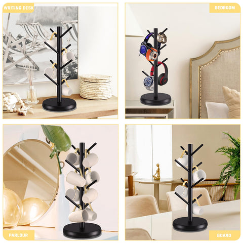 ZYZWTG Mug Holder Tree fits counters, bars, and shelves neatly.