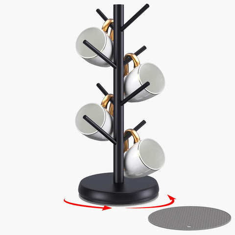 ZYZWTG Mug Holder Tree with 360° rotating base for easy access.