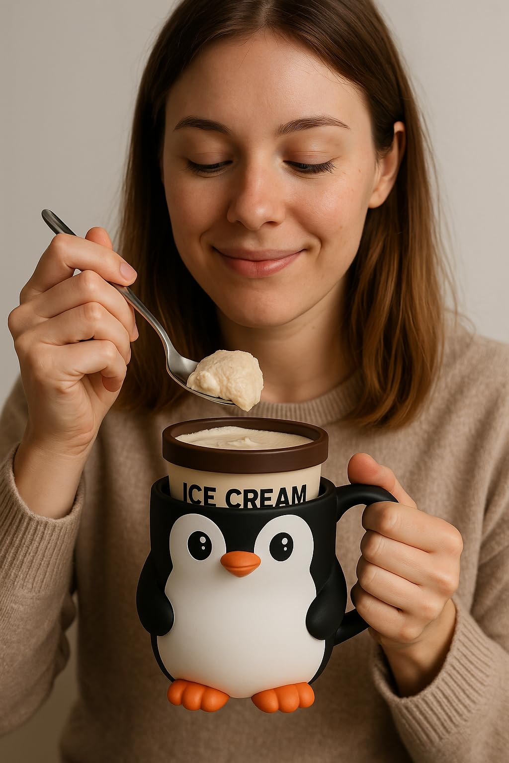 ZZ LIFE pint holder with dual spoon sockets keeps spoons within reach.