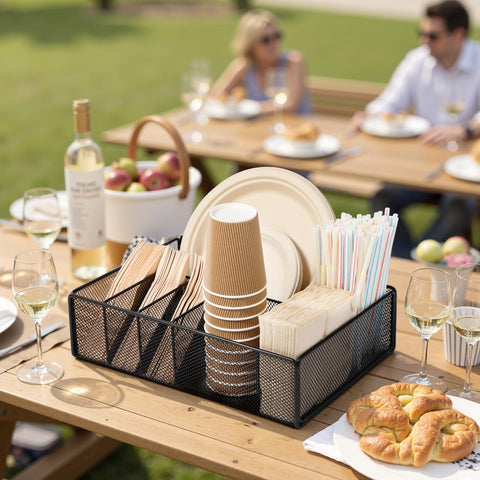 ZZDWLDHA silverware caddy in metal adds rugged style to any table.