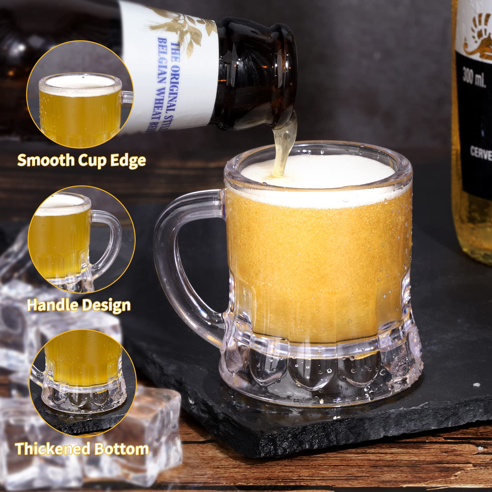 ZZYFGH mini beer mug with handle on table, sturdy for entertaining.