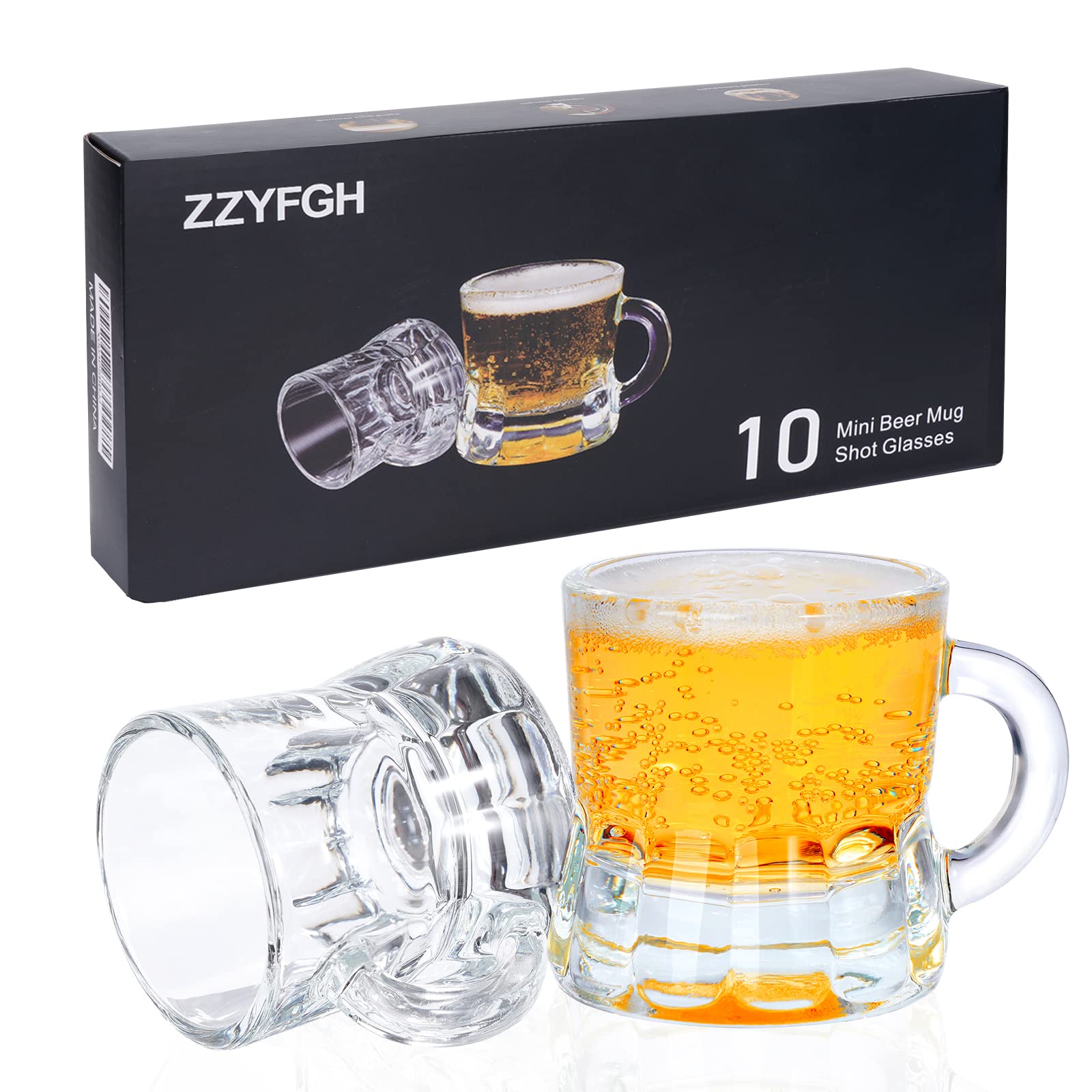 ZZYFGH mini beer shot glass with handle held for easy grip during a toast