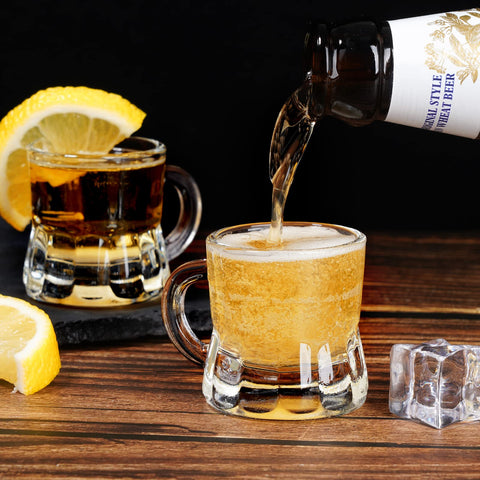 ZZYFGH mini beer mug with handle on a clean, clear surface